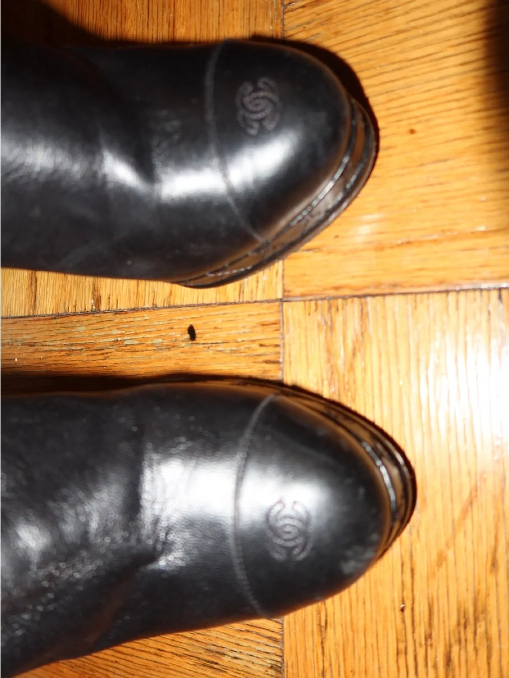 Chanel Interlocking CC Leather Boots High Heel Size 39.5